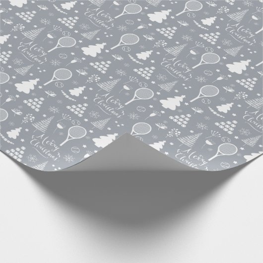 Elegant grijs en witte tennis kerst cadeaupapier (Hoek)