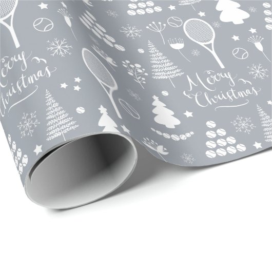Elegant grijs en witte tennis kerst cadeaupapier (Rol Hoek)