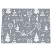 Elegant grijs en witte tennis kerst groot cadeauzakje (Voorkant)