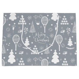 Elegant grijs en witte tennis kerst groot cadeauzakje