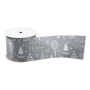 Elegant grijs en witte tennis kerst satijnen lint