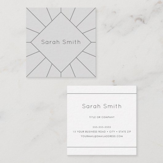 Elegant grijs en witte vierkante visitekaartjes (Voorkant / Achterkant)