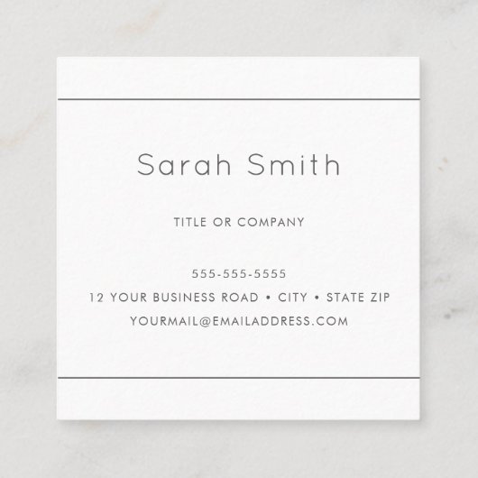 Elegant grijs en witte vierkante visitekaartjes (Achterkant)