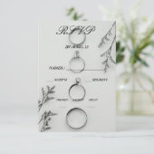 Elegant grijs en zwart bruiloft reactie Kaart (Staand voorkant)