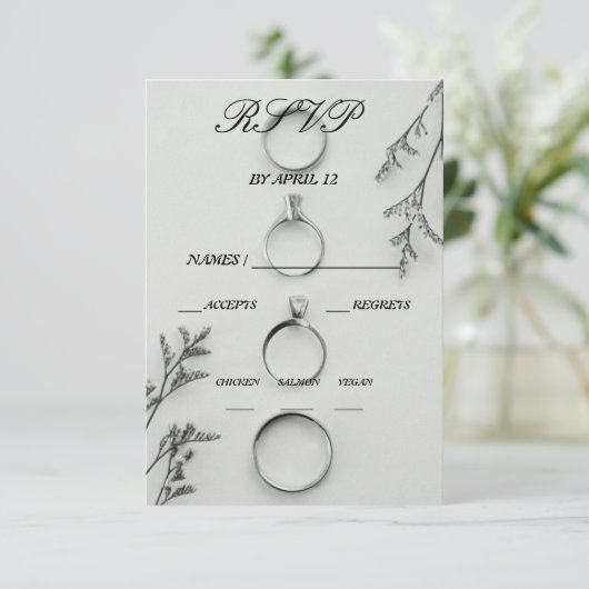 Elegant grijs en zwart bruiloft reactie Kaart (Staand voorkant)