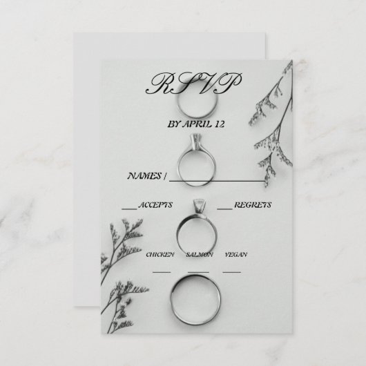 Elegant grijs en zwart bruiloft reactie Kaart (Voorkant / Achterkant)