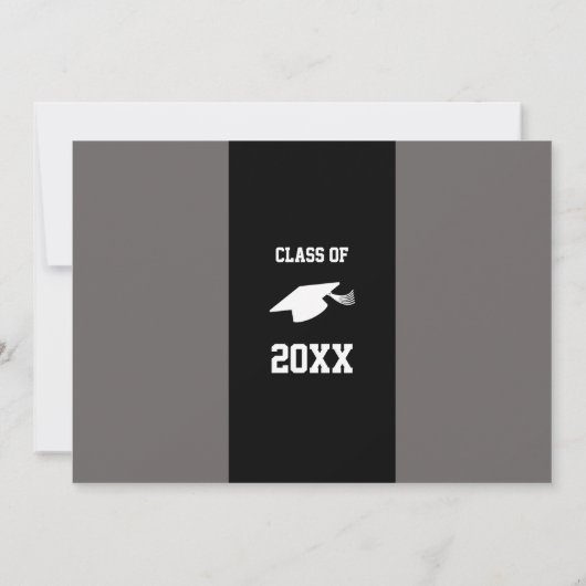 Elegant grijs en zwart jong vrouw Afstuderen Kaart (Achterkant)