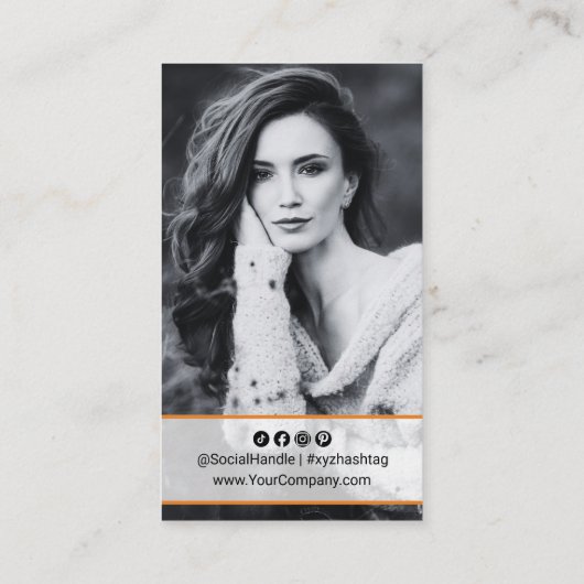 Elegant grijs en zwart sociaal portret visitekaartje (Achterkant)