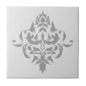 Elegant Grijs Enig Damaskontwerp Tegeltje (Voorkant)