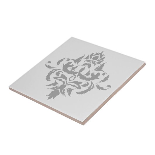 Elegant Grijs Enig Damaskontwerp Tegeltje (Zijkant)