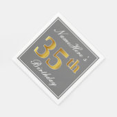 Elegant Grijs, Faux Gold 35e Verjaardag; Aangepast Servet (Hoek)