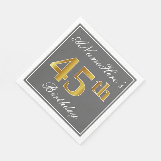 Elegant Grijs, Faux Gold 45e Verjaardag; Aangepast Servetten (Hoek)