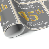 Elegant, grijs, Faux Gold 45th Birthday + naam Cadeaupapier (Rol Hoek)