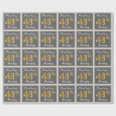 Elegant, grijs, Faux Gold 48th Birthday + naam Cadeaupapier (Vlak)