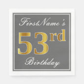 Elegant Grijs, Faux Gold 53ste verjaardag; Aangepa Servet (Voorkant)