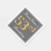 Elegant Grijs, Faux Gold 53ste verjaardag; Aangepa Servet (Hoek)