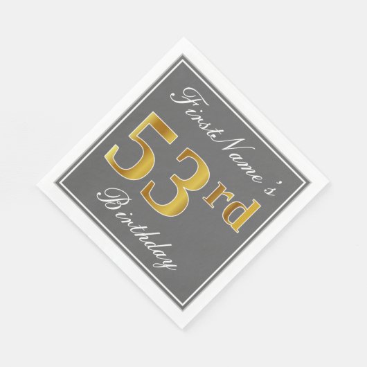 Elegant Grijs, Faux Gold 53ste verjaardag; Aangepa Servet (Hoek)