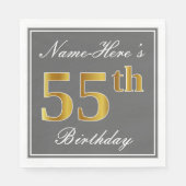 Elegant Grijs, Faux Gold 55e Verjaardag; Aangepast Servet (Voorkant)