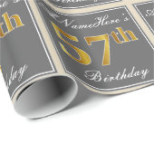 Elegant, grijs, Faux Gold 57th Birthday + naam Cadeaupapier (Rol Hoek)
