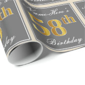 Elegant, grijs, Faux Gold 58th Birthday + naam Cadeaupapier (Rol Hoek)