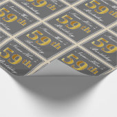 Elegant, grijs, Faux Gold 59th Birthday + naam Cadeaupapier (Hoek)