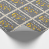Elegant, grijs, Faux Gold 65th Birthday + naam Cadeaupapier (Hoek)