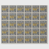 Elegant, grijs, Faux Gold 66th Birthday + naam Cadeaupapier (Vlak)