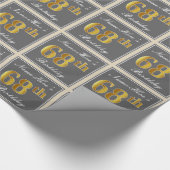 Elegant, grijs, Faux Gold 68th Birthday + naam Cadeaupapier (Hoek)