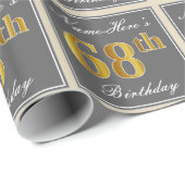 Elegant, grijs, Faux Gold 68th Birthday + naam Cadeaupapier (Rol Hoek)