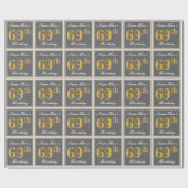 Elegant, grijs, Faux Gold 69th Birthday + naam Cadeaupapier (Vlak)