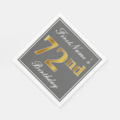 Elegant Grijs, Faux Gold 72e Verjaardag; Aangepast Servetten (Hoek)