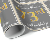 Elegant, grijs, Faux Gold 73rd Birthday + naam Cadeaupapier (Rol Hoek)