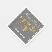 Elegant Grijs, Faux Gold 75e verjaardag; Aangepast Servet (Hoek)