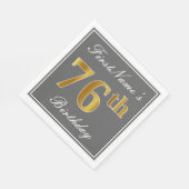Elegant Grijs, Faux Gold 76e Verjaardag; Aangepast Servetten (Hoek)