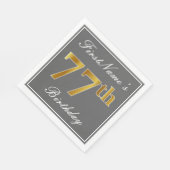 Elegant Grijs, Faux Gold 77e Verjaardag; Aangepast Servet (Hoek)