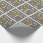 Elegant, grijs, Faux Gold 78th Birthday + naam Cadeaupapier (Hoek)
