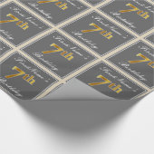 Elegant, grijs, Faux Gold 7th Birthday; aangepaste Cadeaupapier (Hoek)