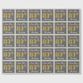 Elegant, grijs, Faux Gold 80th Birthday + naam Cadeaupapier (Vlak)