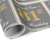 Elegant, grijs, Faux Gold 81st Birthday + naam Cadeaupapier (Rol Hoek)