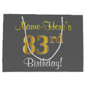 Elegant, grijs, Faux Gold 83rd Birthday + naam Large Cadeautasje (Achterkant)