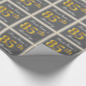 Elegant, grijs, Faux Gold 85th Birthday + naam Cadeaupapier (Hoek)
