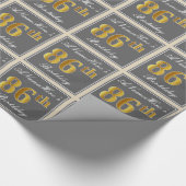Elegant, grijs, Faux Gold 86th Birthday + naam Cadeaupapier (Hoek)