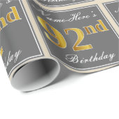 Elegant, grijs, Faux Gold 92nd Birthday + naam Cadeaupapier (Rol Hoek)