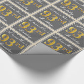 Elegant, grijs, Faux Gold 93rd Birthday + naam Cadeaupapier (Hoek)