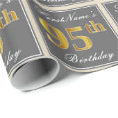 Elegant, grijs, Faux Gold 95th Birthday + naam Cadeaupapier (Rol Hoek)