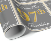 Elegant, grijs, Faux Gold 97th Birthday + naam Cadeaupapier (Rol Hoek)