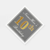 Elegant Grijs, Faux Goud 10e Verjaardag; Aangepast Servet (Hoek)