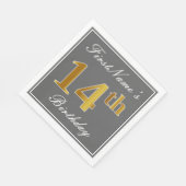 Elegant grijs, faux goud 14e verjaardag; aangepast servetten (Hoek)