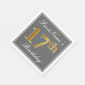Elegant Grijs, Faux Goud 17de Verjaardag; Aangepas Servetten (Hoek)