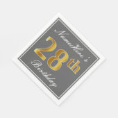 Elegant Grijs, Faux Goud 28ste Verjaardag; Aangepa Servet (Hoek)